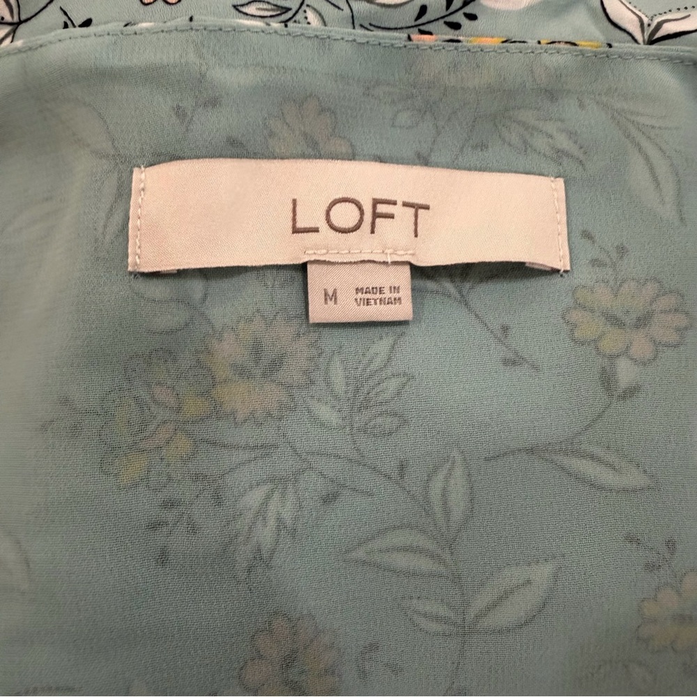 LOFT Floral Camisole in Blue and Yellow Floral with Button Detail - Picture 6 of 16